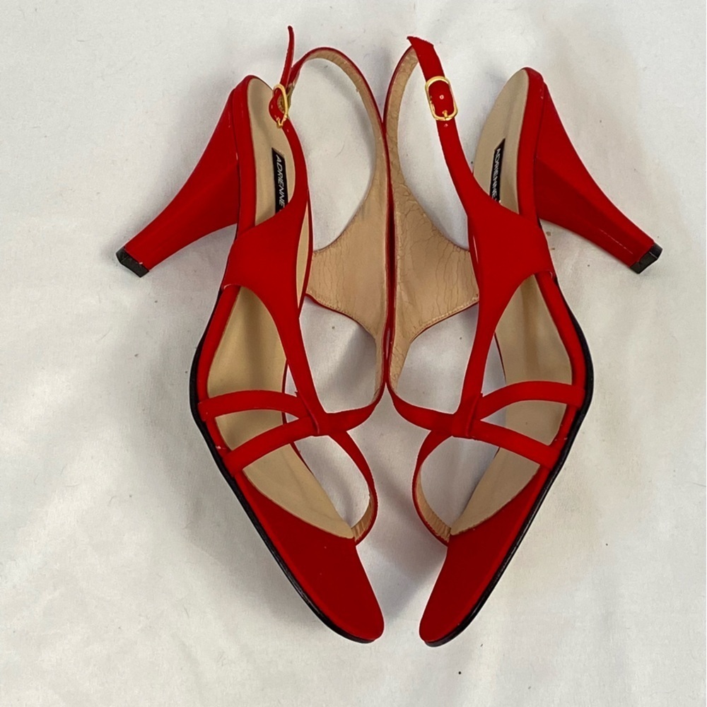 Adrienne Vittadini Gaia Arianna Red Heeled Slingback Size 10 Medium Leather Sole - Picture 13 of 16